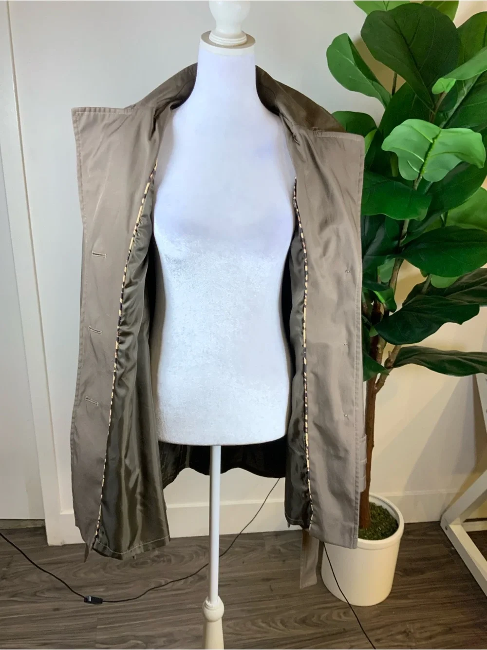 Via Spiga Taupe Trench Coat with Belted Waist